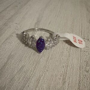 NWT Bomb Party CZ Sz10 Purple Stone
